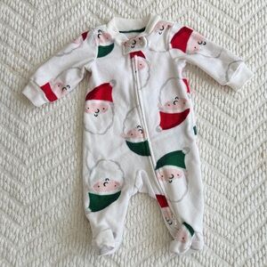 Carter's White and Red Santa Footie Pajamas